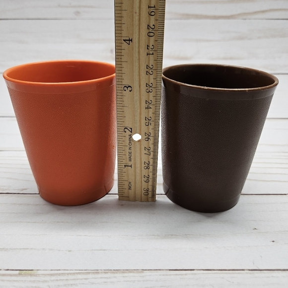 Tupperware Cup Tumblers Small 6 oz Juice #1251 Harvest Brown Orange Vintage 70s - Picture 2 of 7